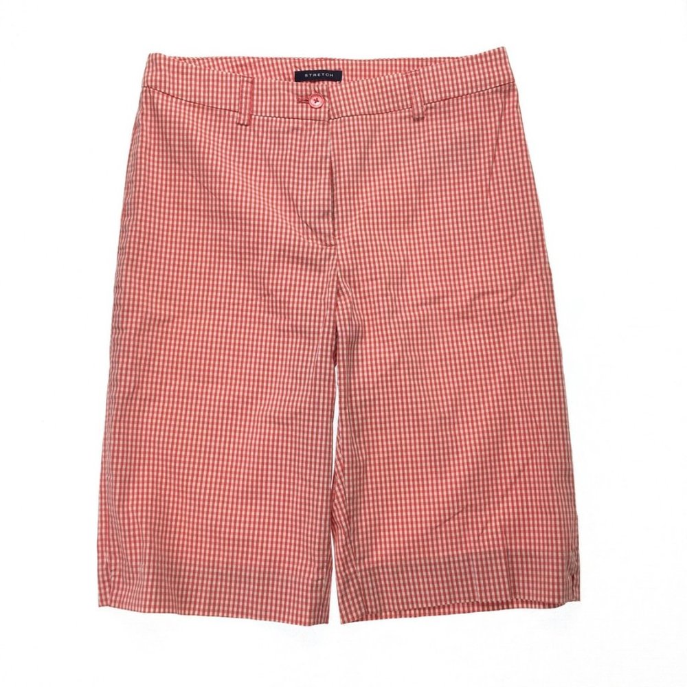 Jones New York Womens Red Gingham Bermuda Shorts